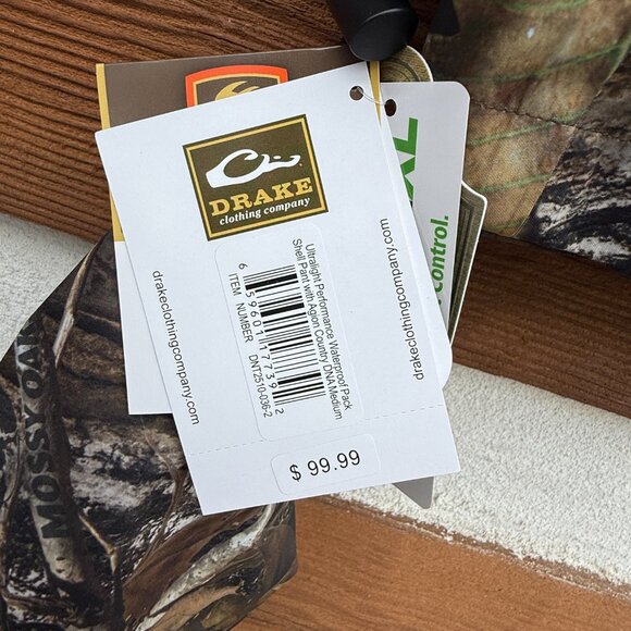 DRAKE Non-Typical Ultralight Waterproof Shell Pants Agion Active Mossy Oak Sz M - Picture 11 of 16
